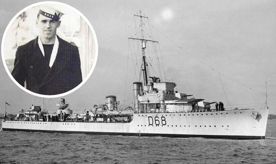 192404_PilkingtonH.jpg Ernie Pilkington, whose remarkable story unfolded aboard the HMAS Vampire - Carlton,Carlton Blues,AFL,Ikon Park